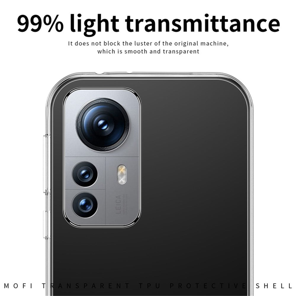 MOFI För Xiaomi 12 Pro 5G / 12 Pro (Dimensity) 5G / 12S Pro 5G Transparent TPU-skal Fallsäkert bakstycke