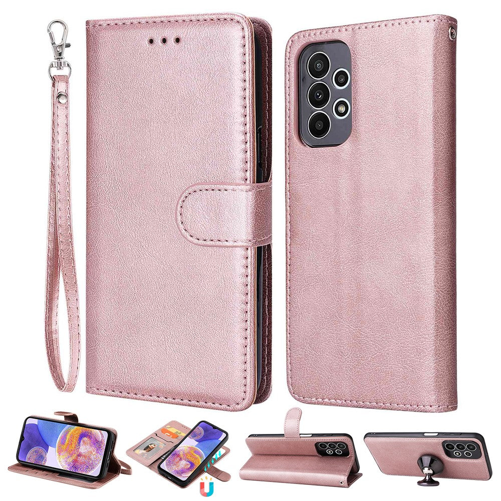 For Samsung Galaxy A23 5G (Global Version) / 4G KT Leather Series-3 Detachable Phone Case PU Leather Stand Wallet Folio Flip Cover with Strap