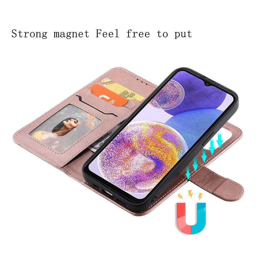 For Samsung Galaxy A23 5G (Global Version) / 4G KT Leather Series-3 Detachable Phone Case PU Leather Stand Wallet Folio Flip Cover with Strap