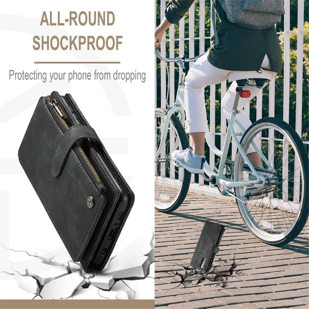 Til Samsung Galaxy A30s / A50s / A50 Telefonetuier med Rem CASEME C30 Lynlås Flere Kortrum PU Læder Cover