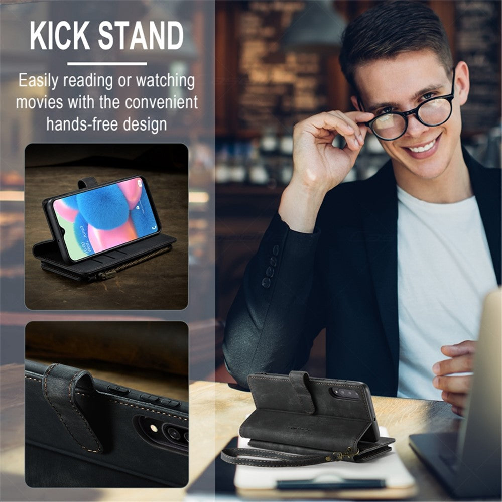 Til Samsung Galaxy A30s / A50s / A50 Telefonetuier med Rem CASEME C30 Lynlås Flere Kortrum PU Læder Cover