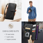 For Samsung Galaxy Note20 5G / 4G Phone Cases with Strap CASEME C30 Zipper Multiple Card Holder PU Leather Cover