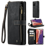 For Samsung Galaxy Note20 5G / 4G Phone Cases with Strap CASEME C30 Zipper Multiple Card Holder PU Leather Cover