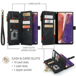 For Samsung Galaxy Note20 5G / 4G Phone Cases with Strap CASEME C30 Zipper Multiple Card Holder PU Leather Cover