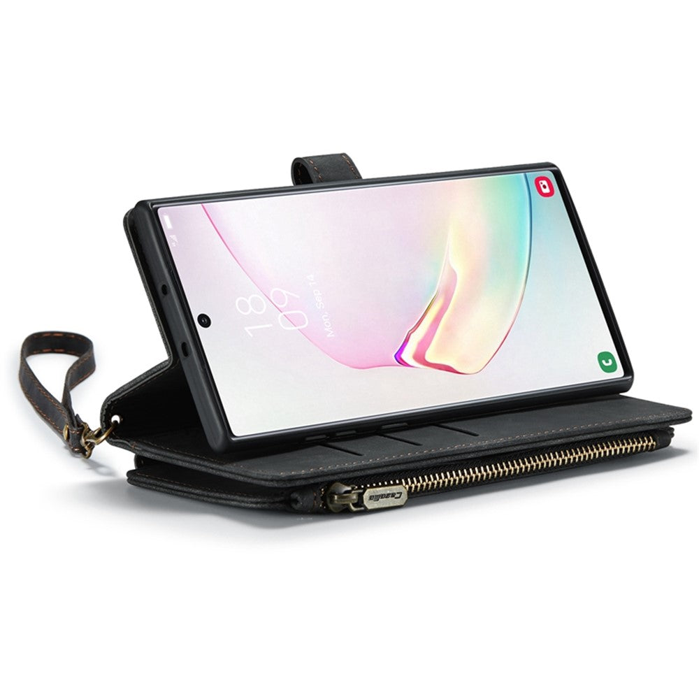 For Samsung Galaxy Note 10 Plus 5G / 4G Phone Cases with Strap CASEME C30 Zipper Multiple Card Holder PU Leather Cover