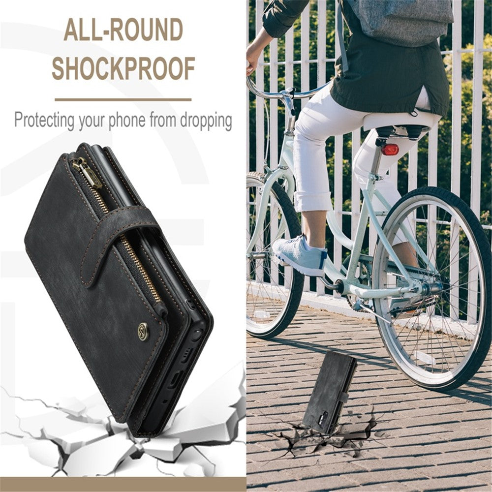 For Samsung Galaxy Note 10 Plus 5G / 4G Phone Cases with Strap CASEME C30 Zipper Multiple Card Holder PU Leather Cover