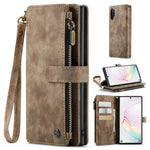 For Samsung Galaxy Note 10 Plus 5G / 4G Phone Cases with Strap CASEME C30 Zipper Multiple Card Holder PU Leather Cover
