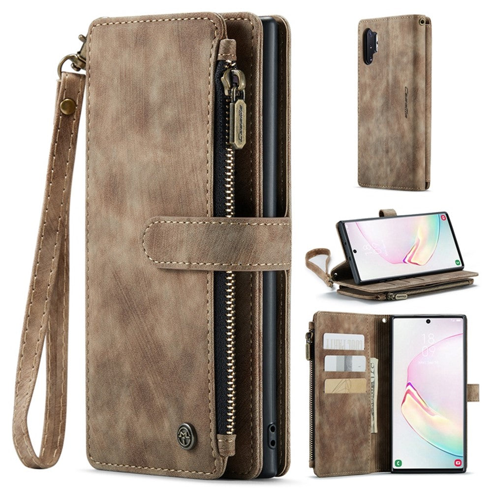 For Samsung Galaxy Note 10 Plus 5G / 4G Phone Cases with Strap CASEME C30 Zipper Multiple Card Holder PU Leather Cover