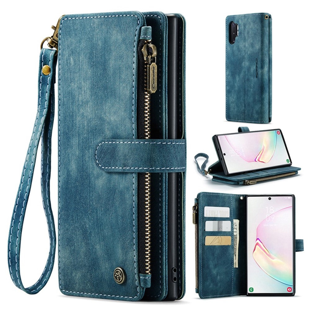 For Samsung Galaxy Note 10 Plus 5G / 4G Phone Cases with Strap CASEME C30 Zipper Multiple Card Holder PU Leather Cover