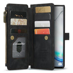 For Samsung Galaxy Note 10 5G / 4G Phone Cases with Strap CASEME C30 Zipper Multiple Card Holder PU Leather Cover