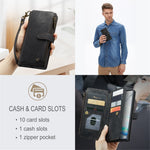 Samsung Galaxy Note 10 5G / 4G mobilskal med Rem CASEME C30 Dragkedja Flera Korthållare PU Läderfodral