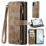 Samsung Galaxy Note 10 5G / 4G mobilskal med Rem CASEME C30 Dragkedja Flera Korthållare PU Läderfodral