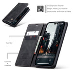 CASEME 013 Series Flip Wallet Case for iPhone 14 Pro Max 6.7 inch, Magnetic Auto-absorbed Stand Drop-proof PU Leather Phone Cover
