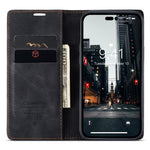 CASEME 013 Series Flip Wallet Case for iPhone 14 Pro Max 6.7 inch, Magnetic Auto-absorbed Stand Drop-proof PU Leather Phone Cover