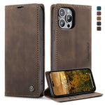 CASEME 013 Series Flip Wallet Case for iPhone 14 Pro Max 6.7 inch, Magnetic Auto-absorbed Stand Drop-proof PU Leather Phone Cover