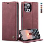 CASEME 013 Series Flip Wallet Case for iPhone 14 Pro Max 6.7 inch, Magnetic Auto-absorbed Stand Drop-proof PU Leather Phone Cover