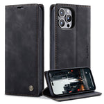 CASEME 013 Series for iPhone 14 Pro 6.1 inch Anti-fall PU Leather Wallet Case Magnetic Auto-absorbed Stand Anti-scratch Phone Cover