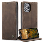 CASEME 013 Series for iPhone 14 Pro 6.1 inch Anti-fall PU Leather Wallet Case Magnetic Auto-absorbed Stand Anti-scratch Phone Cover
