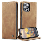 CASEME 013 Series for iPhone 14 Pro 6.1 inch Anti-fall PU Leather Wallet Case Magnetic Auto-absorbed Stand Anti-scratch Phone Cover