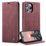 CASEME 013 Series for iPhone 14 Pro 6.1 inch Anti-fall PU Leather Wallet Case Magnetic Auto-absorbed Stand Anti-scratch Phone Cover