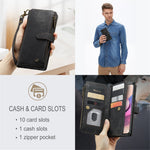 For Xiaomi Poco M5s 4G / Redmi Note 10 4G / Redmi Note 10S 4G Phone Cases with Strap CASEME C30 Zipper Multiple Card Holder PU Leather Cover
