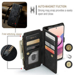 For Xiaomi Poco M5s 4G / Redmi Note 10 4G / Redmi Note 10S 4G Phone Cases with Strap CASEME C30 Zipper Multiple Card Holder PU Leather Cover