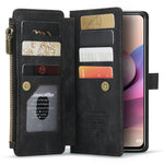 For Xiaomi Poco M5s 4G / Redmi Note 10 4G / Redmi Note 10S 4G Phone Cases with Strap CASEME C30 Zipper Multiple Card Holder PU Leather Cover