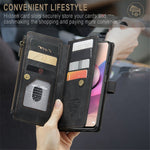 For Xiaomi Poco M5s 4G / Redmi Note 10 4G / Redmi Note 10S 4G Phone Cases with Strap CASEME C30 Zipper Multiple Card Holder PU Leather Cover