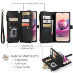 For Xiaomi Poco M5s 4G / Redmi Note 10 4G / Redmi Note 10S 4G Phone Cases with Strap CASEME C30 Zipper Multiple Card Holder PU Leather Cover
