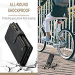 For Xiaomi Poco M5s 4G / Redmi Note 10 4G / Redmi Note 10S 4G Phone Cases with Strap CASEME C30 Zipper Multiple Card Holder PU Leather Cover