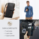 For iPhone 13 Pro Max Phone Cases with Strap CASEME C30 Zipper Multiple Card Holder PU Leather Cover