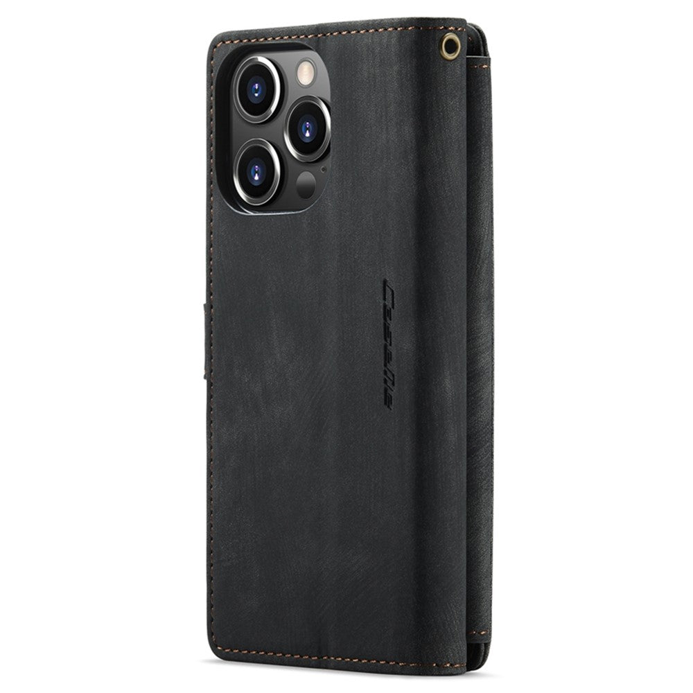 iPhone 13 Pro Max mobilskal med Rem CASEME C30 Dragkedja Flera Korthållare PU Läderfodral