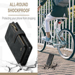 For iPhone 13 Pro Max Phone Cases with Strap CASEME C30 Zipper Multiple Card Holder PU Leather Cover
