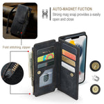 For iPhone 12 Pro Max Phone Cases with Strap CASEME C30 Zipper Multiple Card Holder PU Leather Cover