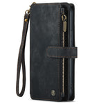 For iPhone 12 Pro Max Phone Cases with Strap CASEME C30 Zipper Multiple Card Holder PU Leather Cover