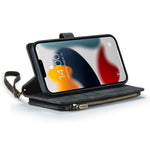 For iPhone 12 Pro Max Phone Cases with Strap CASEME C30 Zipper Multiple Card Holder PU Leather Cover