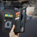 For iPhone 12 Pro Max Phone Cases with Strap CASEME C30 Zipper Multiple Card Holder PU Leather Cover