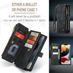 For iPhone 12 Pro Max Phone Cases with Strap CASEME C30 Zipper Multiple Card Holder PU Leather Cover