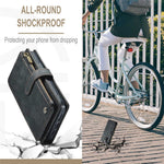 For iPhone 12 Pro Max Phone Cases with Strap CASEME C30 Zipper Multiple Card Holder PU Leather Cover