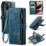 For iPhone 12 Pro Max Phone Cases with Strap CASEME C30 Zipper Multiple Card Holder PU Leather Cover