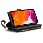 For iPhone 12 / 12 Pro Phone Cases with Strap CASEME C30 Zipper Multiple Card Holder PU Leather Cover