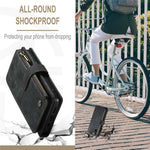 For iPhone 12 / 12 Pro Phone Cases with Strap CASEME C30 Zipper Multiple Card Holder PU Leather Cover