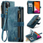 For iPhone 12 / 12 Pro Phone Cases with Strap CASEME C30 Zipper Multiple Card Holder PU Leather Cover