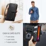 For iPhone 12 mini Phone Cases with Strap CASEME C30 Zipper Multiple Card Holder PU Leather Cover