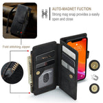 For iPhone 12 mini Phone Cases with Strap CASEME C30 Zipper Multiple Card Holder PU Leather Cover