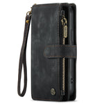 For iPhone 12 mini Phone Cases with Strap CASEME C30 Zipper Multiple Card Holder PU Leather Cover