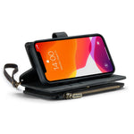 For iPhone 12 mini Phone Cases with Strap CASEME C30 Zipper Multiple Card Holder PU Leather Cover