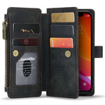 For iPhone 12 mini Phone Cases with Strap CASEME C30 Zipper Multiple Card Holder PU Leather Cover