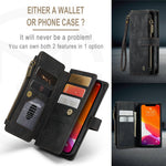 For iPhone 12 mini Phone Cases with Strap CASEME C30 Zipper Multiple Card Holder PU Leather Cover