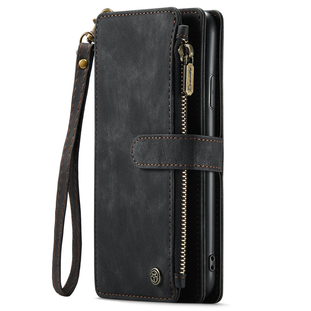 For iPhone 11 Phone Cases with Strap CASEME C30 Zipper Multiple Card Holder PU Leather Cover